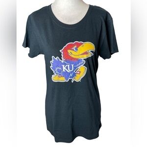 Kansas Jayhawks Glitzy Icon Officially Licensed Short Sleeve T-Shirt Women’s M